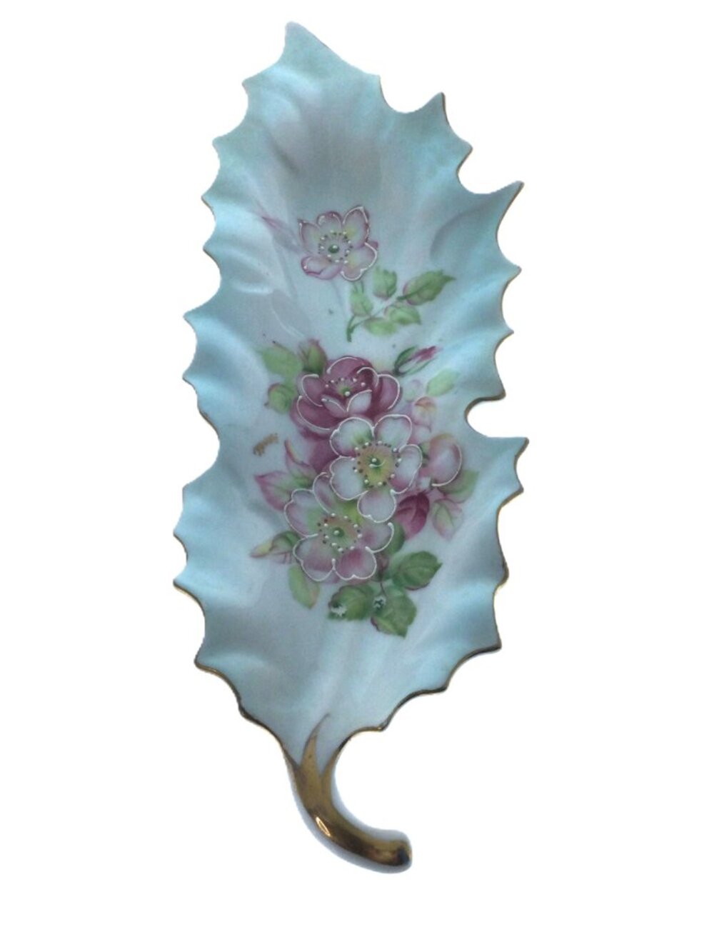 VTG 1940s Kalk German Porcelain Leaf‎ Trinket Dish Signed Renee S026